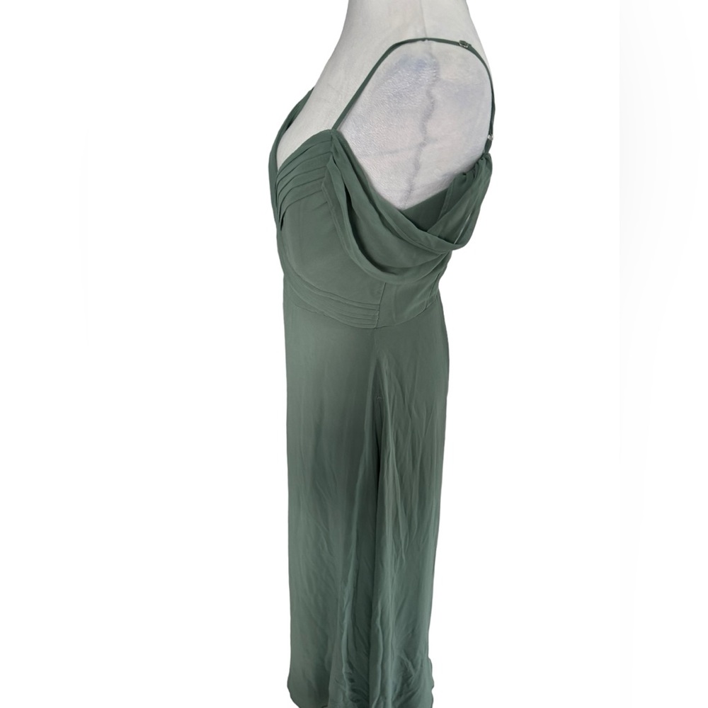 Birdy Grey Spence Chiffon Bridesmaid Dress Sage Long Sage with Pockets Medium - Picture 8 of 14